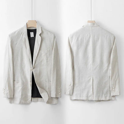 Men's casual linen suit jacket in loose fit available in five solid colours