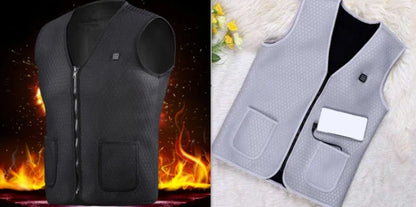 Outdoor heated vest for riding, skiing, and fishing activities with electric heating technology and durable construction