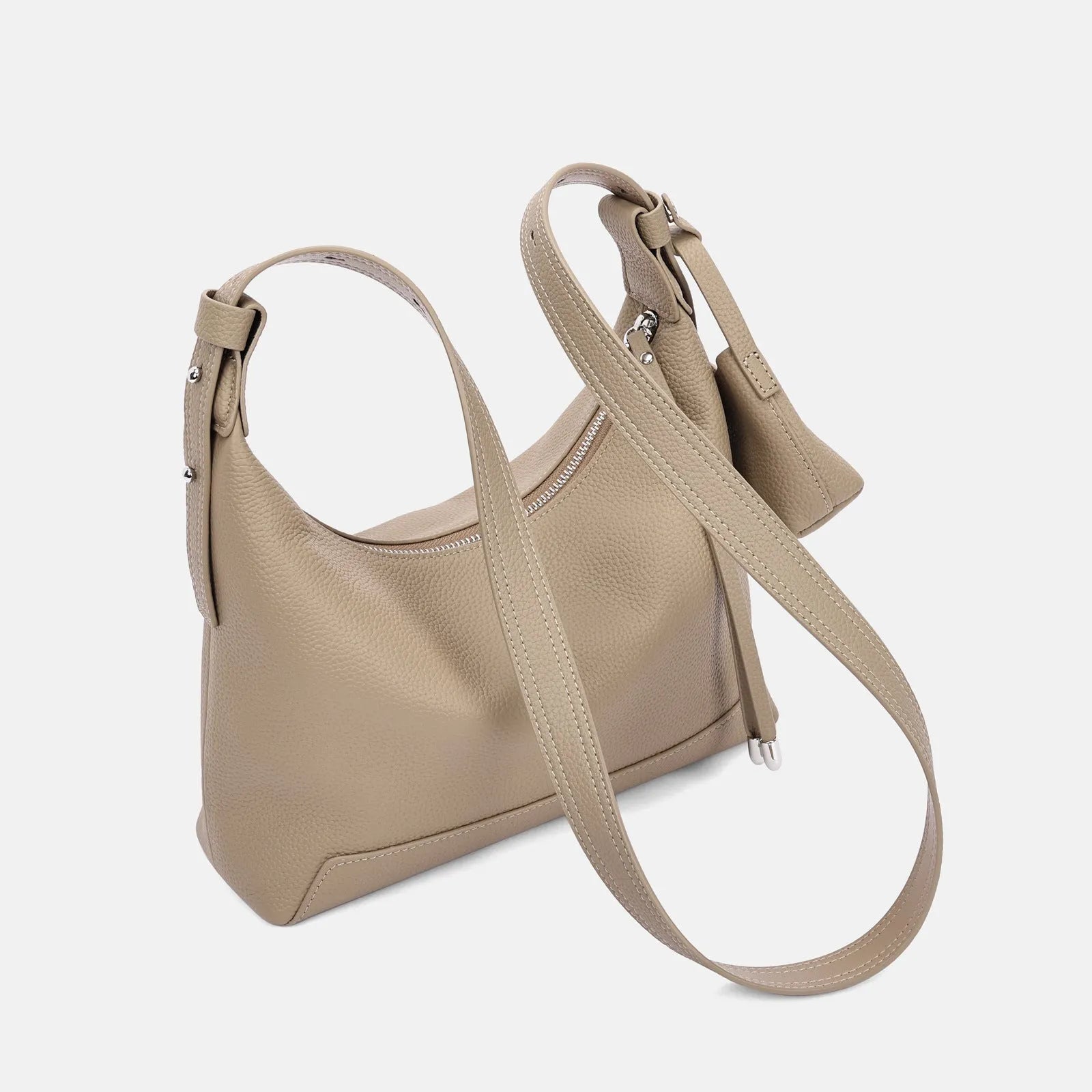Genuine leather ladies shoulder bag in urban simplicity style available in three colours