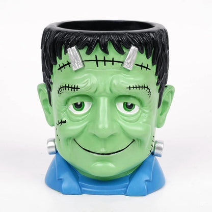 Halloween cartoon resin flower pot decorations in four hand-painted designs
