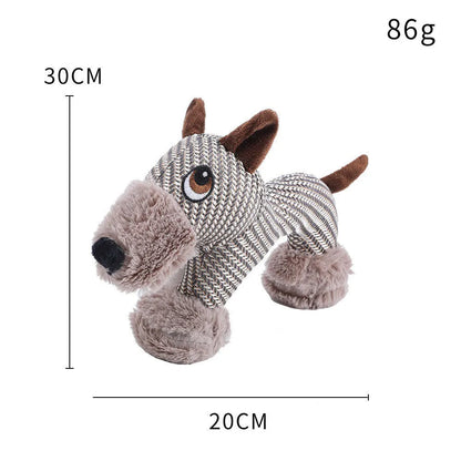 Plush squeaky dog toy in monkey or puppy design for medium large dogs