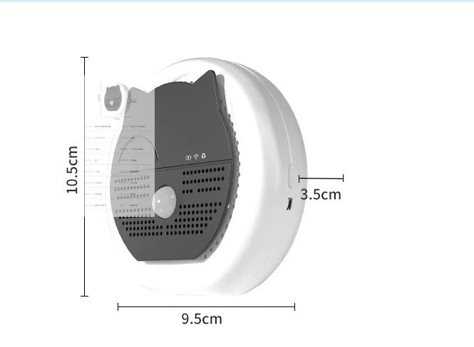 Compact white pet deodorant air purifier for cat litter boxes with USB charging