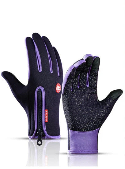 Pair of durable touchscreen-compatible winter riding gloves in various colors