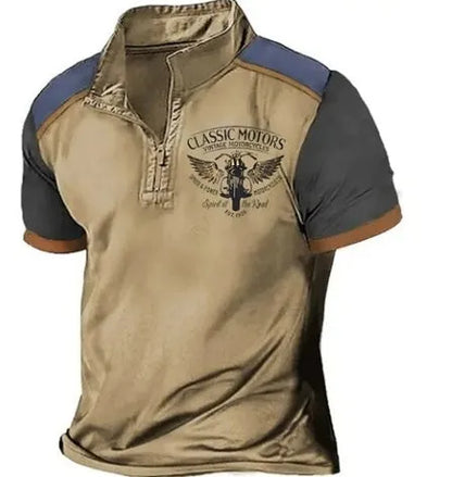 3D printed golf polo shirt in polyester bird eye cloth fabric with loose fit pullover design