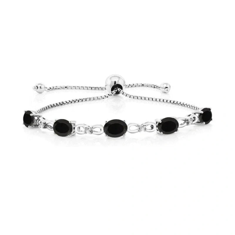 Elegant black bracelet with zircon stones, a timeless British accessory