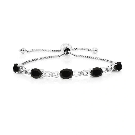 Elegant black bracelet with zircon stones, a timeless British accessory