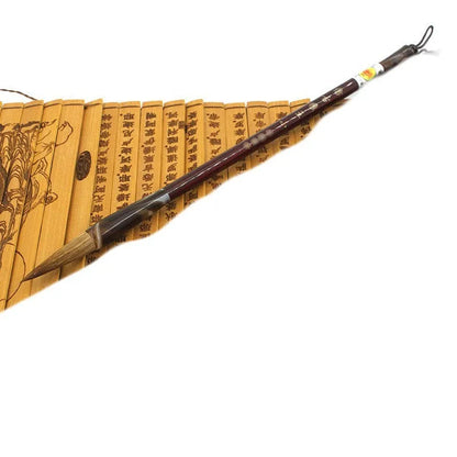Traditional Chinese calligraphy brush set with wolf hair bristles and steel ferrule construction