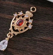 Small water drop pendant with crown design and zircon stones in five colour options