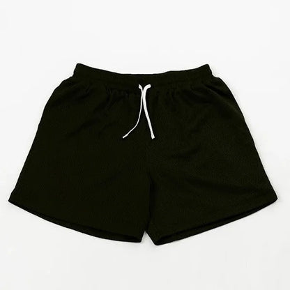 Men's black mesh athletic shorts with quick-dry fabric for running and fitness training