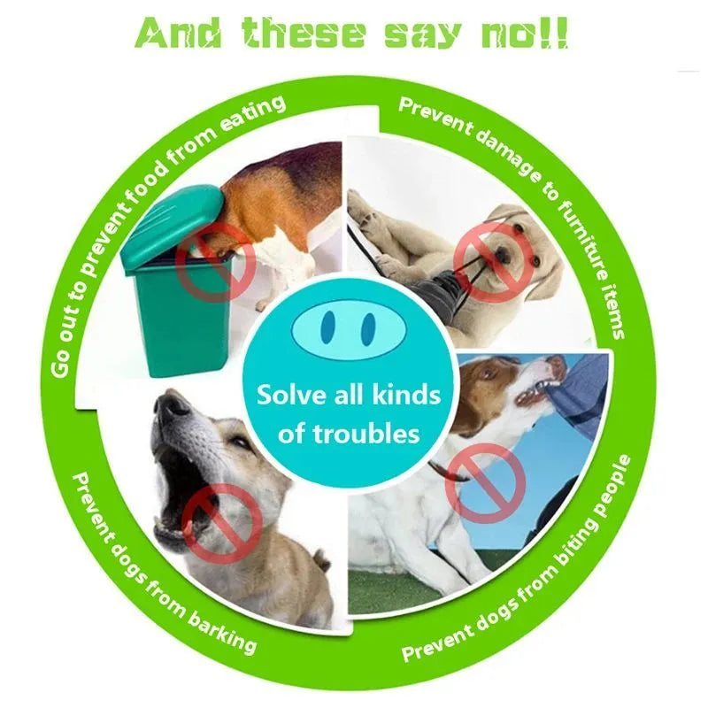 Green and blue silicone dog anti-bite mouth cover for long-snouted pets in two sizes