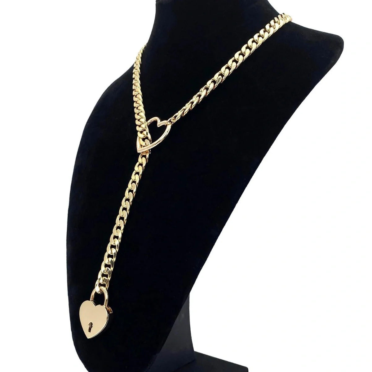 Adjustable heart-shaped O-ring slip chain necklace in alloy