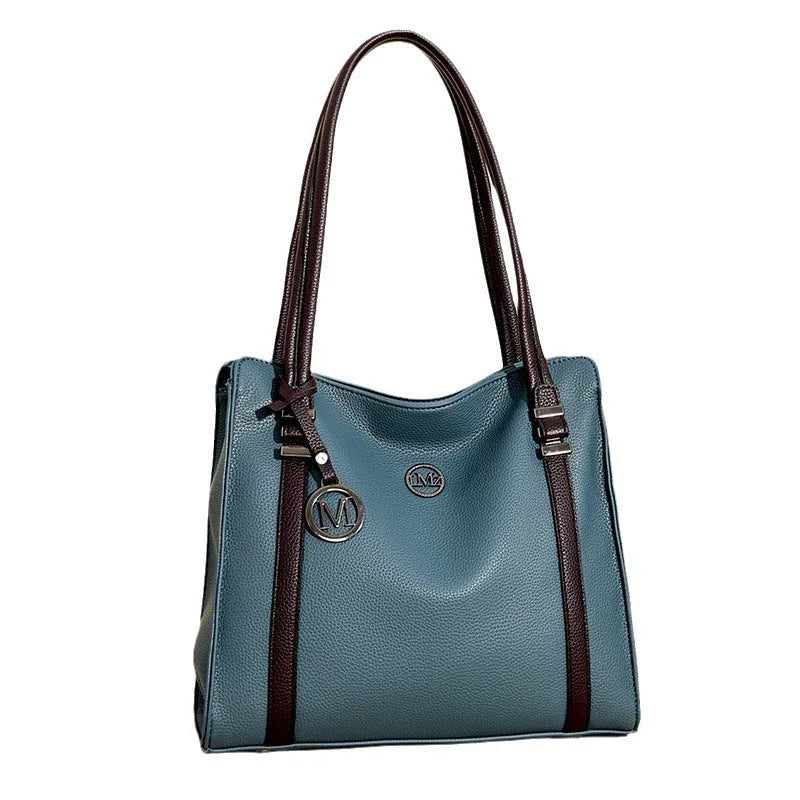 Soft black PU leather women's crossbody bag with double strap, showing outer sandwich pocket.