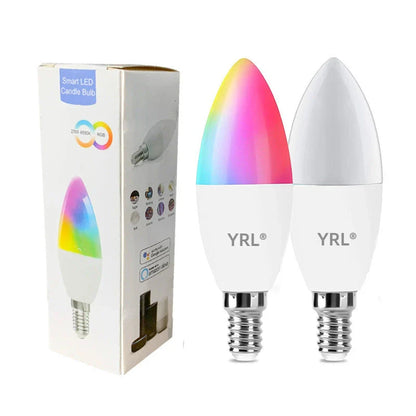 Dimmable RGB LED smart light bulb with voice control and 16 million colour options for home decor