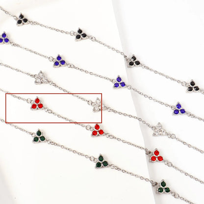 Women's stainless steel three diamond geometric triangular bracelet in gold finish with white zircon gemstones