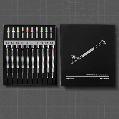 10-piece precision screwdriver set with 20 spare bits for watch and glasses repair tools