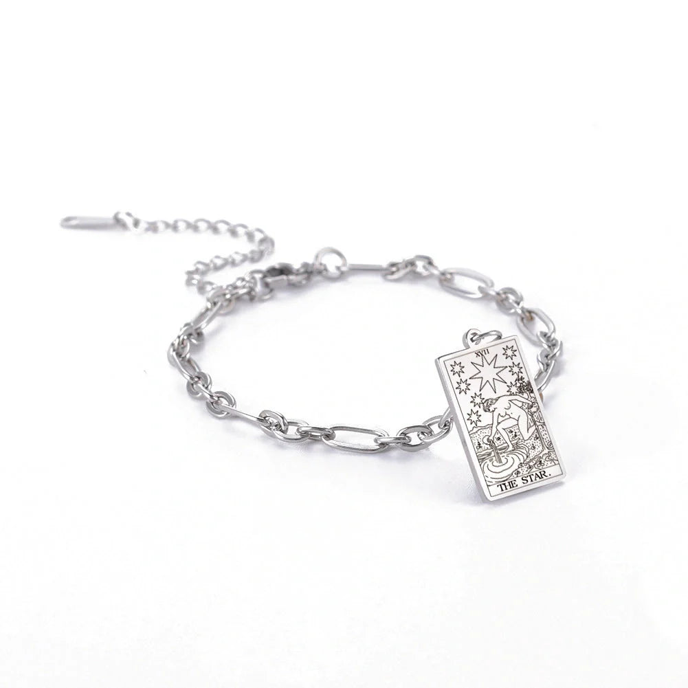 12 Tarot Card Series stainless steel bracelet with 18K gold plating