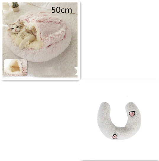 Cozy All-in-One Pet Bed in various colors and sizes, providing a plush and comfortable retreat for cats and dogs