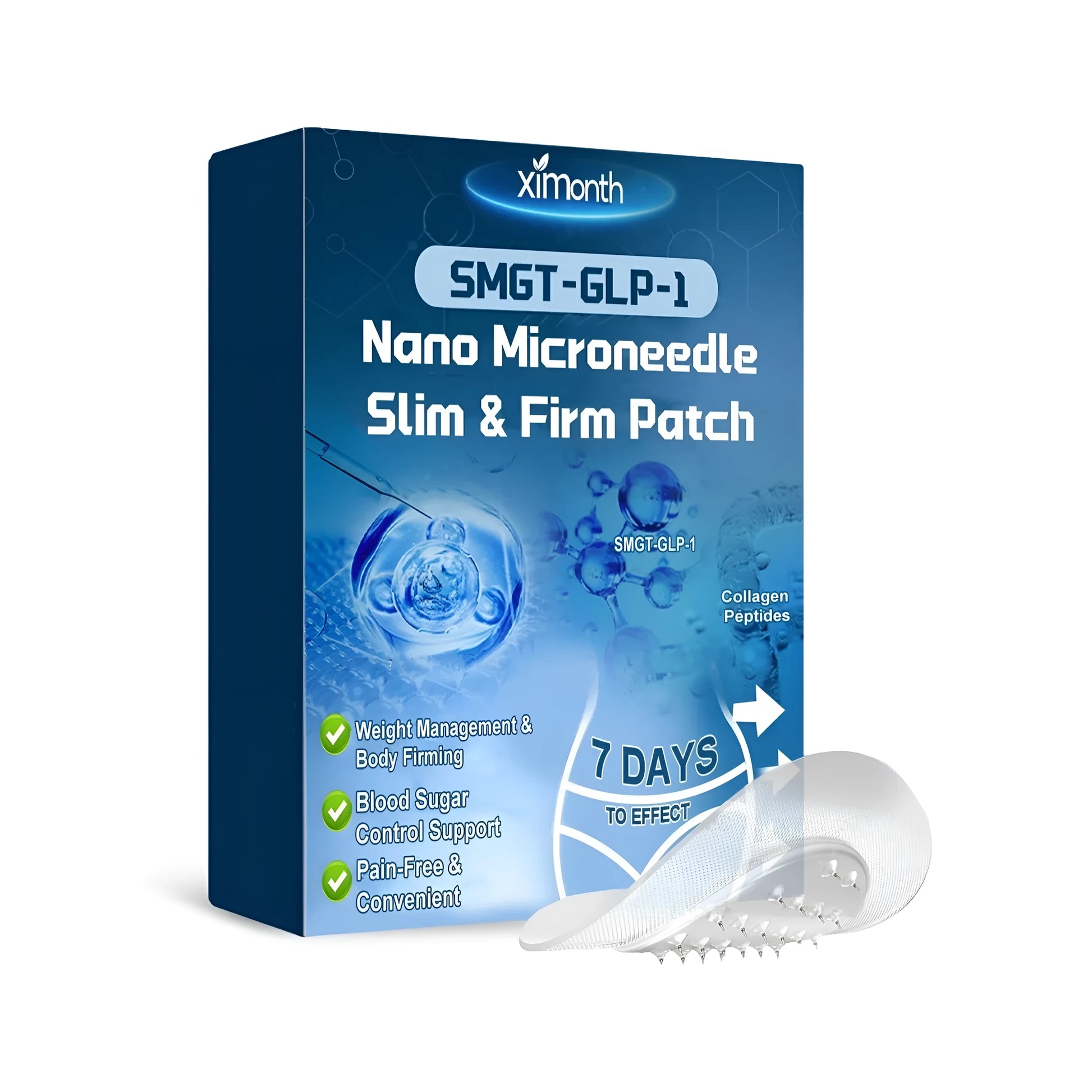 Four nano microneedle slim firm patches in individual packaging with hydrogel composition