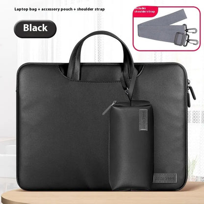 PU leather laptop bag with power bank storage compartment in black, brown, pink or dark grey