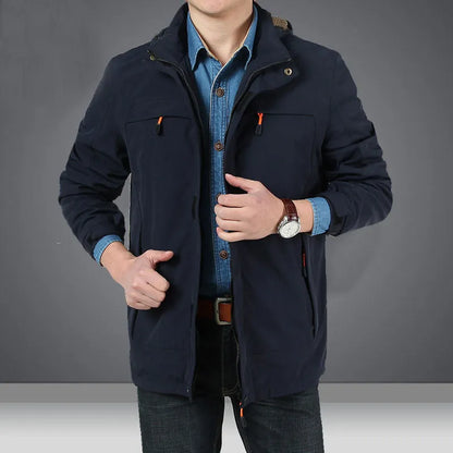 Men's waterproof breathable fleece-lined corduroy jacket in khaki, army green, royal blue, or black, sizes M to 5XL.