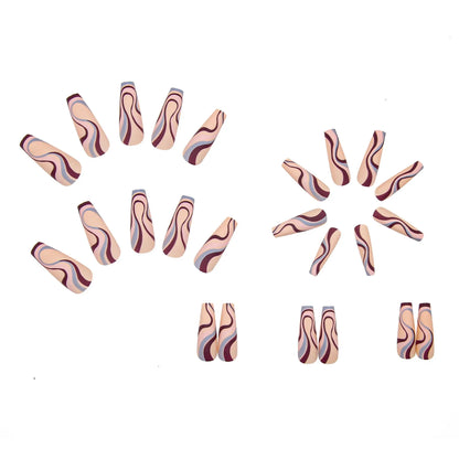Ballet wave line design nail stickers in 96-piece set with jelly glue tubes