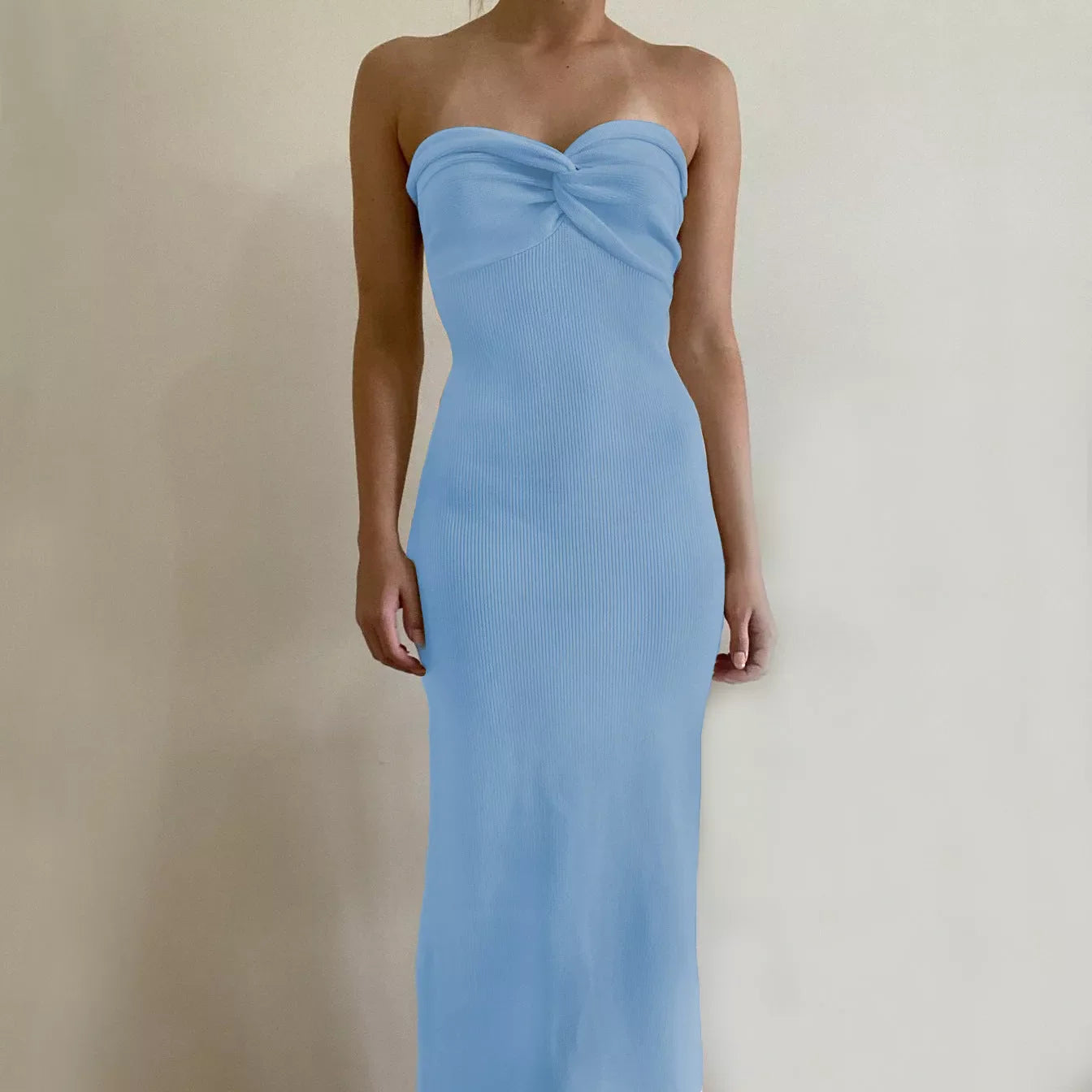 Women's knitted cross off-shoulder dress in various colours