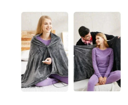 Cozy and heated plush blanket with adjustable temperature settings and soft, plush fabric for maximum winter comfort