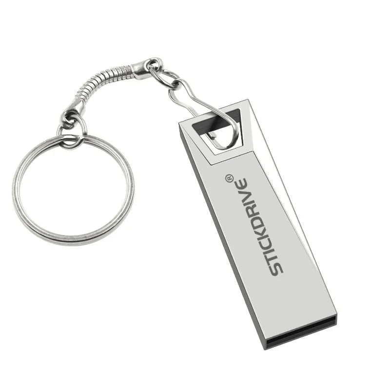 Metal USB flash drive with chain necklace in black or silver colours