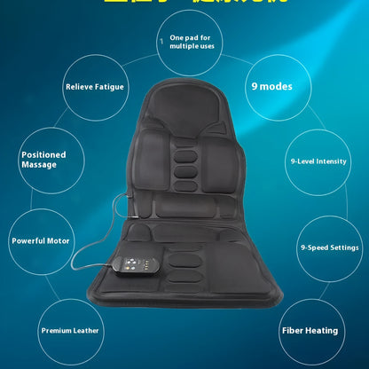 Black heating massage mat with infrared physiotherapy function and AC power plug