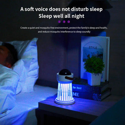 White electric mosquito killer lamp with star projection and folding handle for 20m² coverage