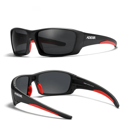 Ultralight polarised sports sunglasses with TR90 frame and silicone nose pad in one of eight available colours.