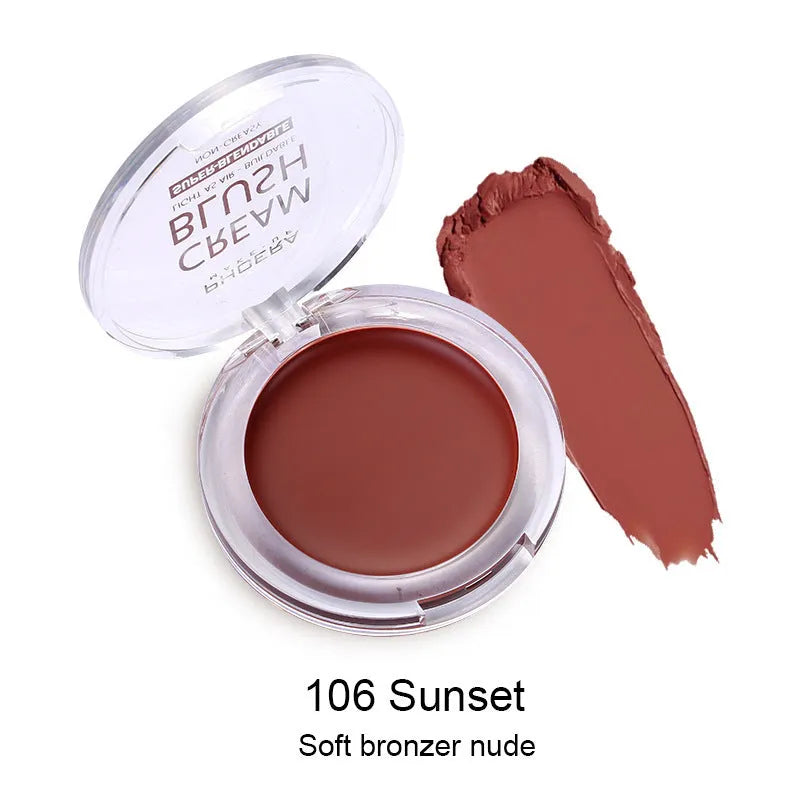 PHOERA Light and Brightening Blush Cream pot in one of eight colours: Freesia, Peach, Strawberry, Sunflower, Dusk, Sunset, Grape, or Berry.