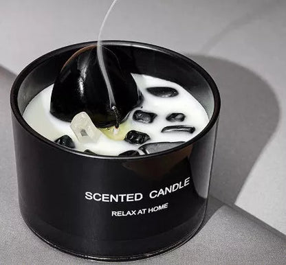 Handmade crystal glass aromatherapy candle in soy wax, available in six colours
