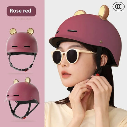 3C certification electric bicycle helmet in ABS plastic available in seven colour options including mocha and cherry pink