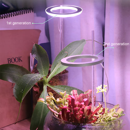 USB LED grow light with angel ring design for indoor plants showing full spectrum lighting