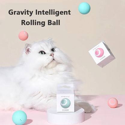 Green automatic rotating ball cat toy with 43mm diameter for interactive pet play