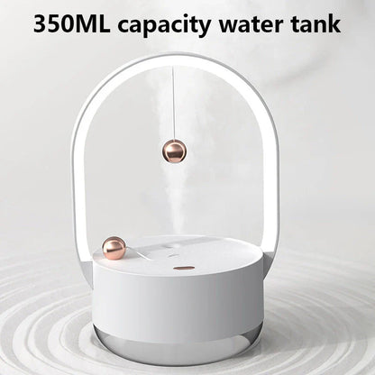 Compact portable USB powered humidifier with mood lighting for home and office use