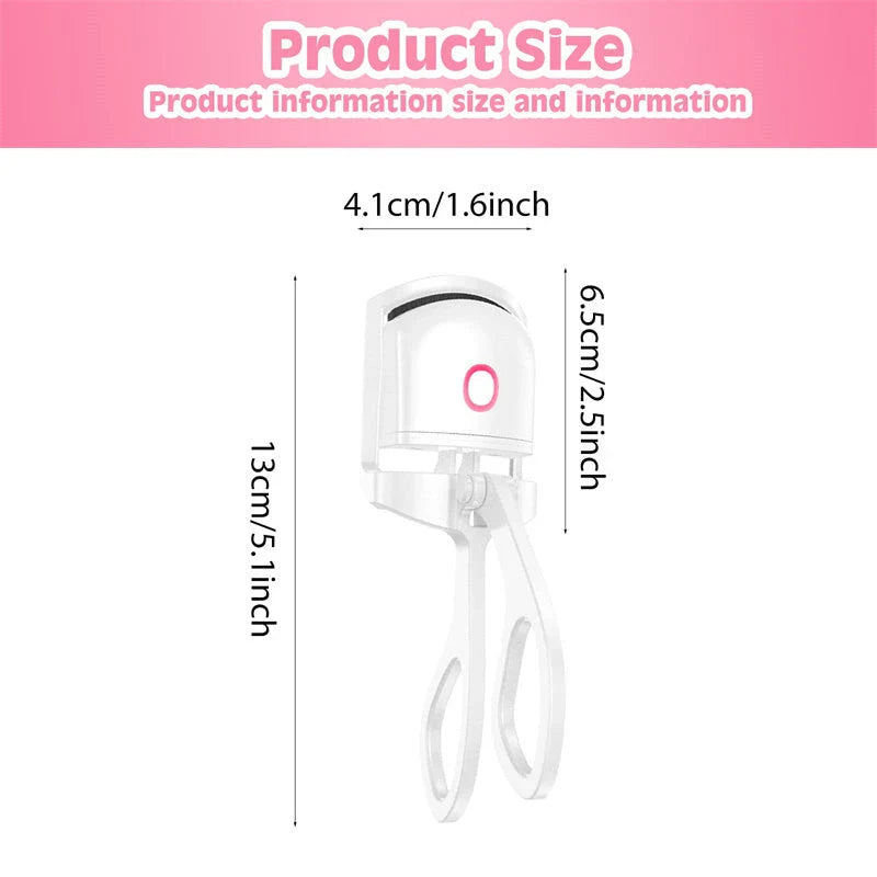 Heated Eyelash Curler with Dual Temperature Settings and Rechargeable Battery for Long-Lasting, Natural-Looking Curl