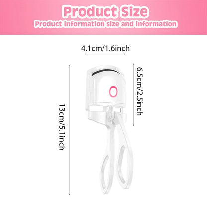 Heated Eyelash Curler with Dual Temperature Settings and Rechargeable Battery for Long-Lasting, Natural-Looking Curl