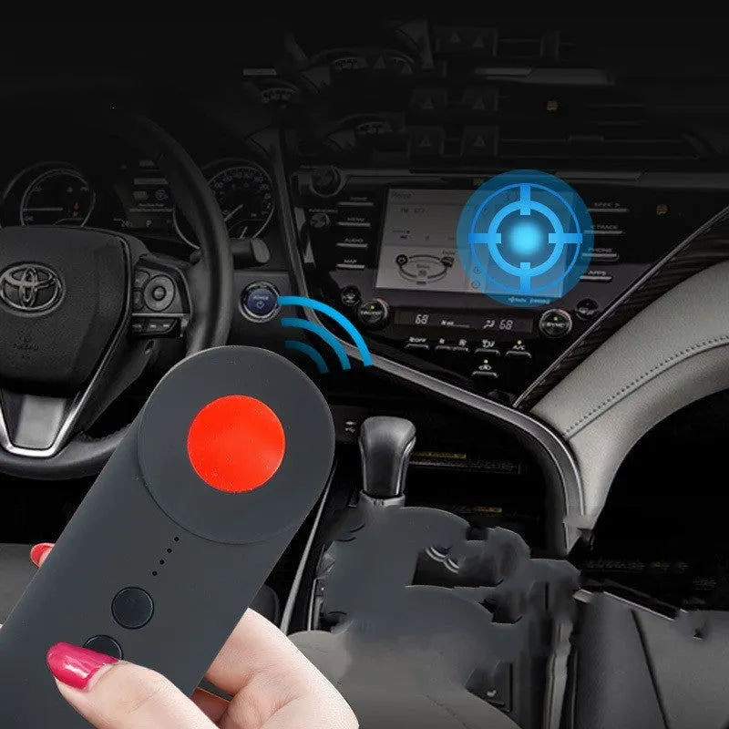 Black anti-car GPS detector with Micro USB port, measuring 93.8mm, for signal detection from 5cm to 3m range