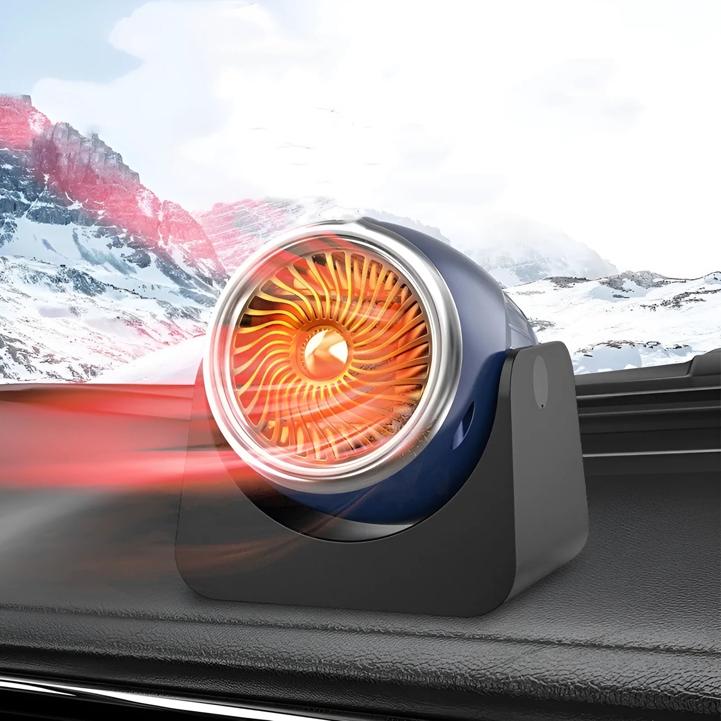 12v car heating fan with rotating design for window defrosting in navy blue colour