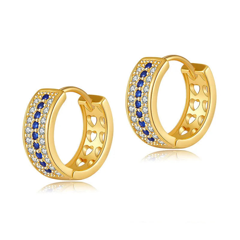 Women's geometric earrings with round design elements and 18K gold electroplated finish in colour KE1268