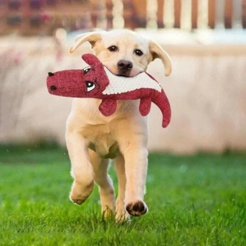 Blue corn grid plush toy for pets with biting sound function next to green and red versions.
