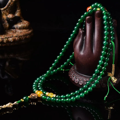 Brazilian natural green agate bracelet in three circle sizes: 6mm, 8mm, and 10mm diameters