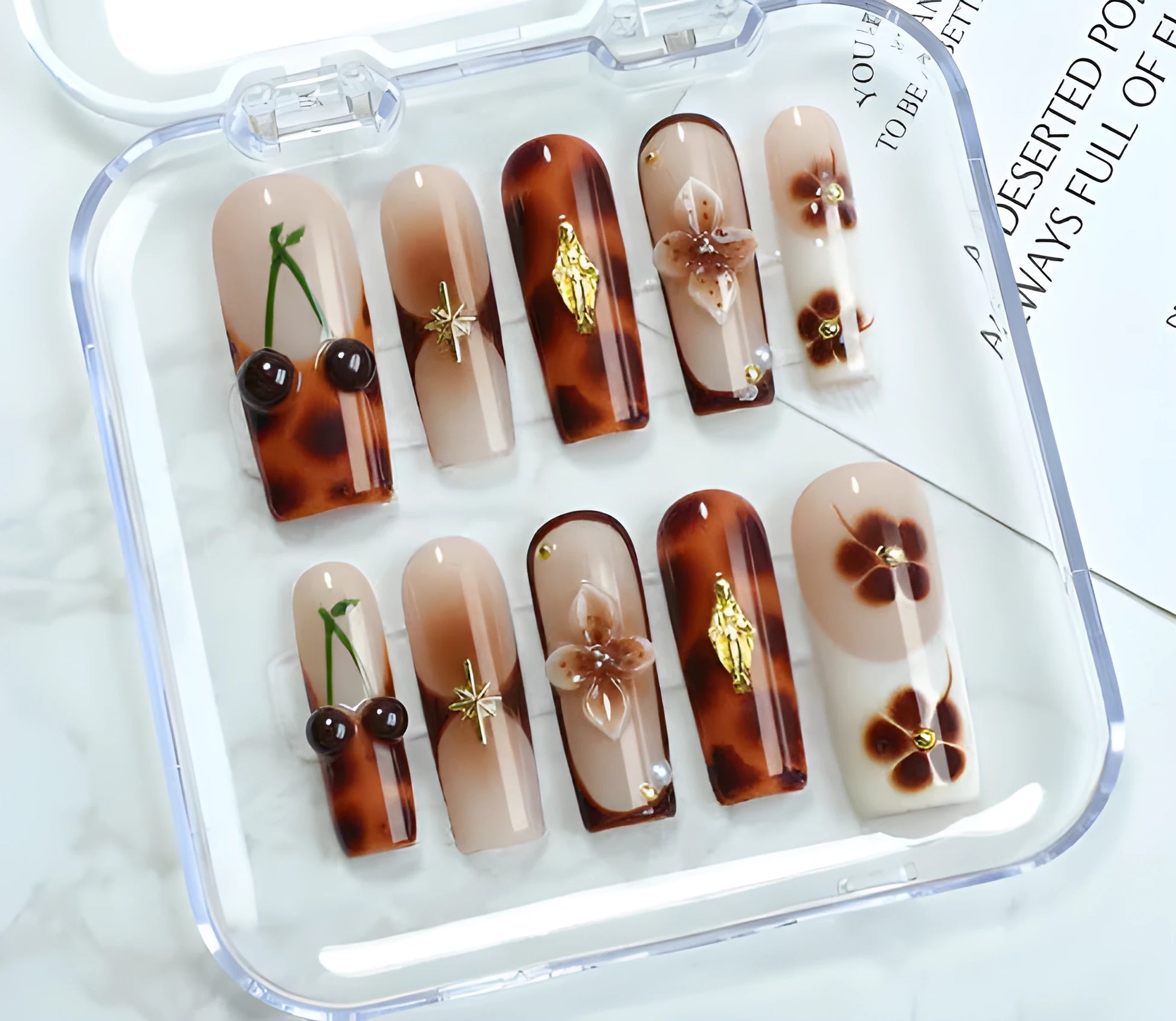 Handmade nail painting kit with jelly glue, rubbing strip, and nail patches in colour SGJ-A2-0026.