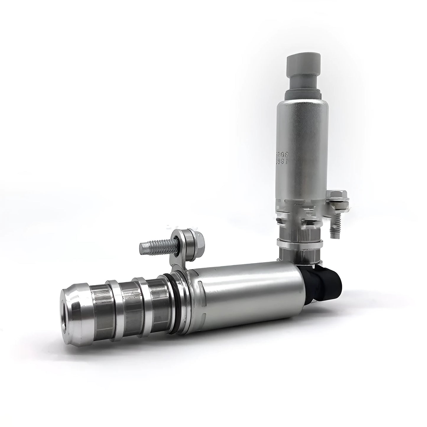A pair of automotive oil control VVT solenoid valves for Buick and Chevrolet engines.