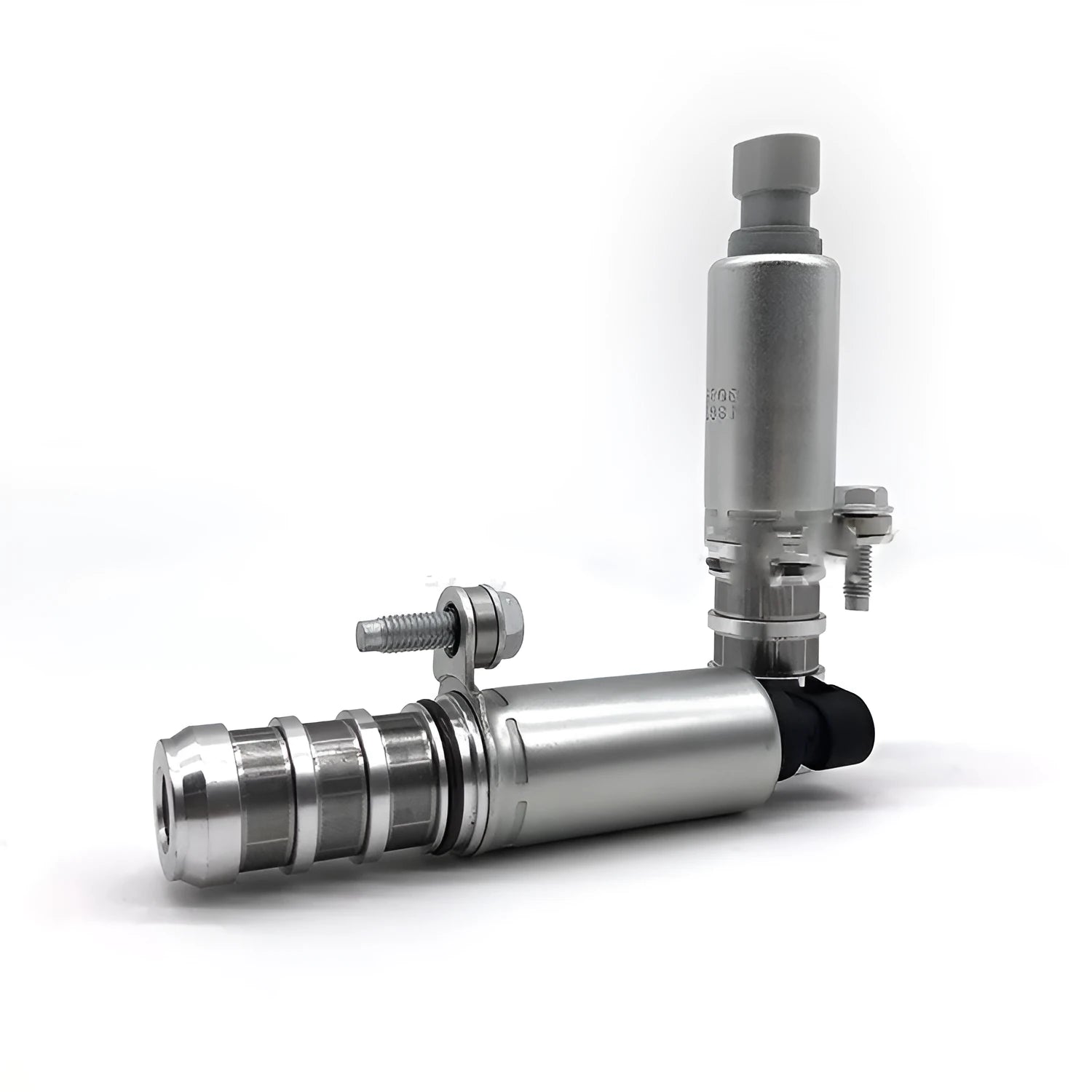 A pair of automotive oil control VVT solenoid valves for Buick and Chevrolet engines.