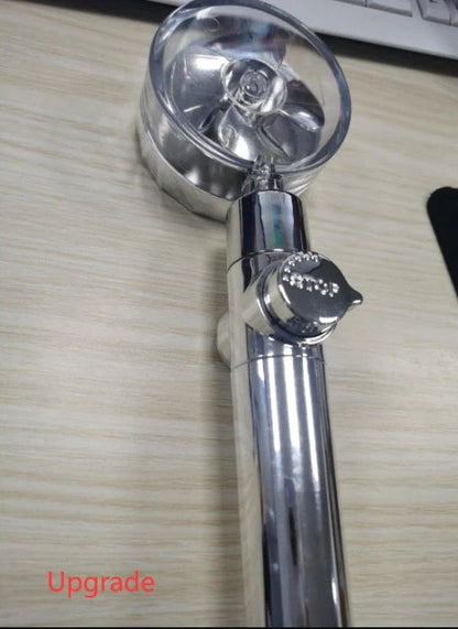 Turbo Propeller Shower Head with 360° fan extension and holder for a luxurious shower experience