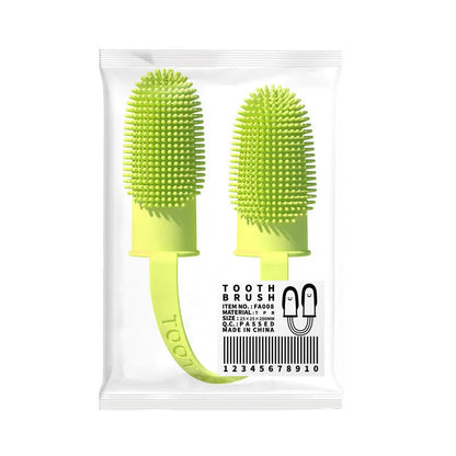 Pet dental finger cleaning set with double brush design in TPR material for tooth stain removal