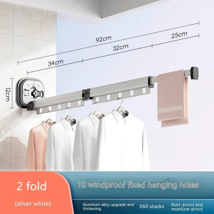 Aluminium suction cup folding clothes hanger with retractable drying rack